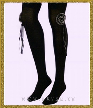 MONA ZAK 2012 фантазийные женские ботфорты из хлопка с эластаном с декоративной меховой розеткой и атласными ленточками.