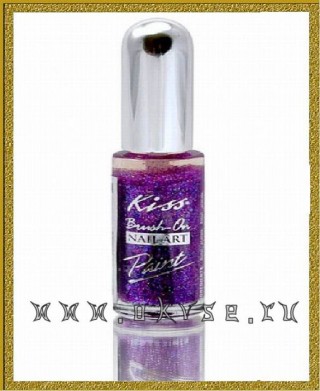 Kiss Краска для дизайна ногтей Пурпурная 7,5мл. Nail Paint Purple Glitter PA34