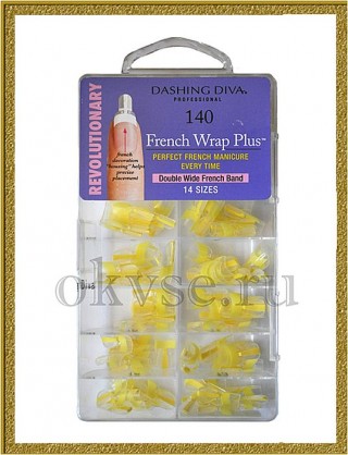 Dashing Diva Типсы Френч Смайл + French Wrap Plus (Лимонно-желтые, широкие) 140шт.