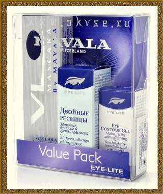 Mavala Value pack Glamorous lashe - Подарочный набор Роскошные ресницы (гель Двойные ресницы, тушь Объем и длина черная, конутрный гель для глаз, 4 мл)