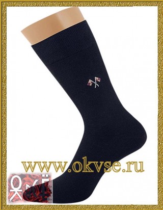 GRIFF CLASSIC A2 - Классические всесезонные мужские носки с рисунком "Флажки" на паголенке