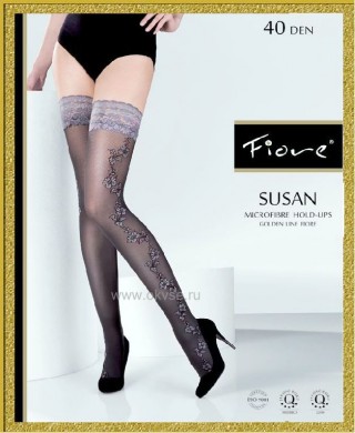 FIORE SUSAN - SUSAN фантазийные женские чулки с боковым цветочным рисунком.