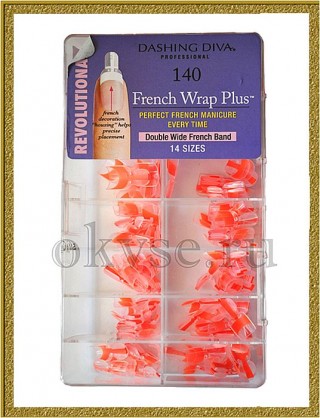 Dashing Diva Типсы Френч Смайл+ French Wrap Plus (Оранжевые, широкие) 140 шт.