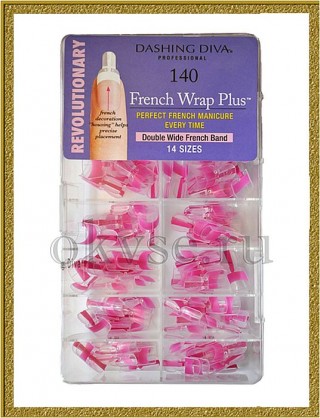 Dashing Diva Типсы Френч Смайл+ French Wrap Plus (Розовые, широкие) 140 шт.