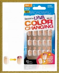 Kiss Broadway Color Change Nail Kit BCFD04 Набор накладных ногтей с клеем, короткой длины Хамелеон Сансет 24 шт/упак