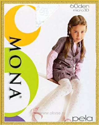 MONA колготки PELA 60 3D - MONA детские фантазийные колготки с эффектом блеска с тканым рисунком.