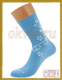 GRIFF D263 - Плотные женские носки с рисуноком "незабудки", из хлопка с эластаном