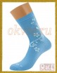 GRIFF D263 - Плотные женские носки с рисуноком &quot;незабудки&quot;, из хлопка с эластаном - GRIFF D263 - Плотные женские носки с рисуноком "незабудки", из хлопка с эластаном