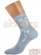 GRIFF D265 - Плотные женские носки с рисуноком &quot;виноград&quot;, из хлопка с эластаном - Griff D265-blu chiaro